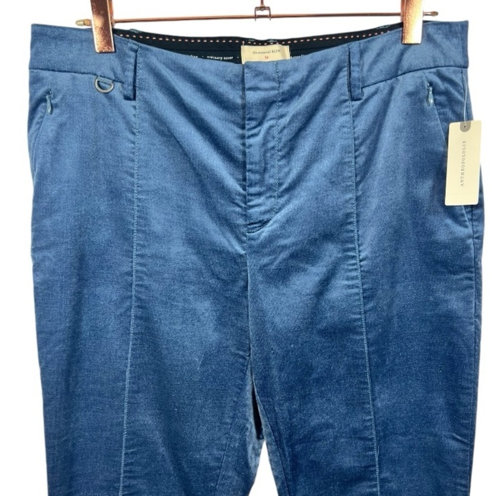 NWT Anthropologie The Essential Velvet Slim Trousers Blue Size 8‎ - Picture 7 of 12